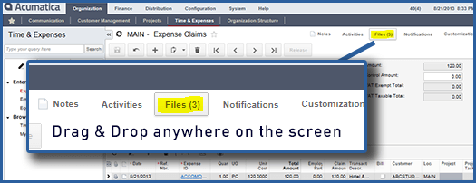 Acumatica Cloud ERP Features: Drag and Drop