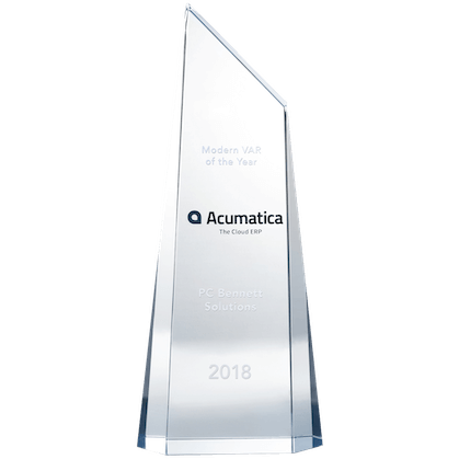 Modern VAR of the Year Acumatica The Cloud ERP PC Bennett Solutions 2018 award.