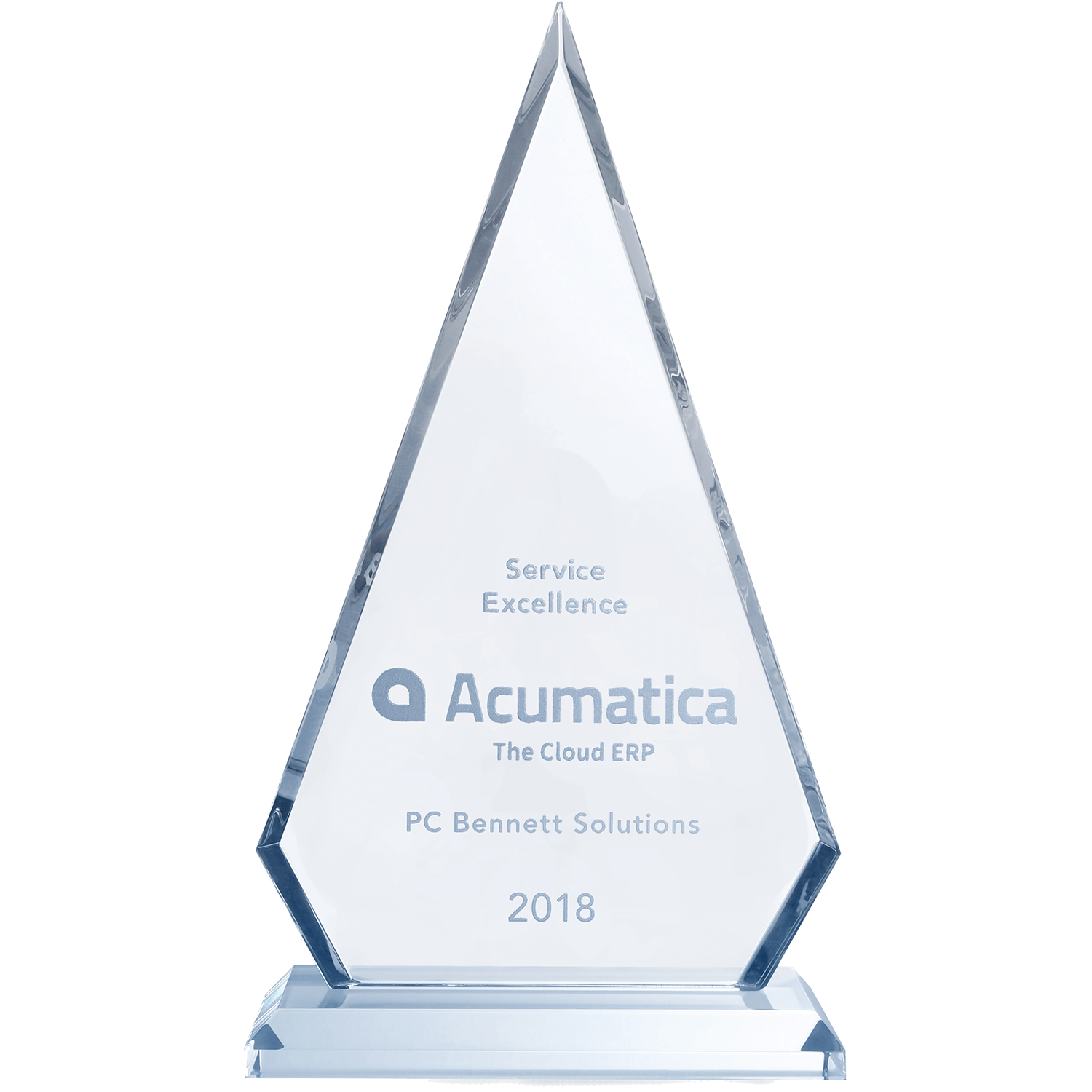 Service Excellence Acumatica The Cloud ERP PC Bennett Solutions 2018 award.