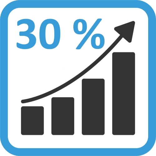 30% increase graph icon.