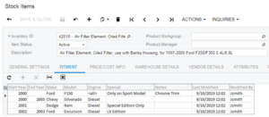 Auto Parts Software Acumatica Fitment