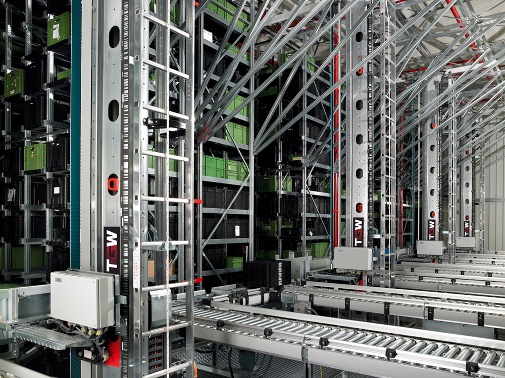 Several conveyor belts in a warehouse.