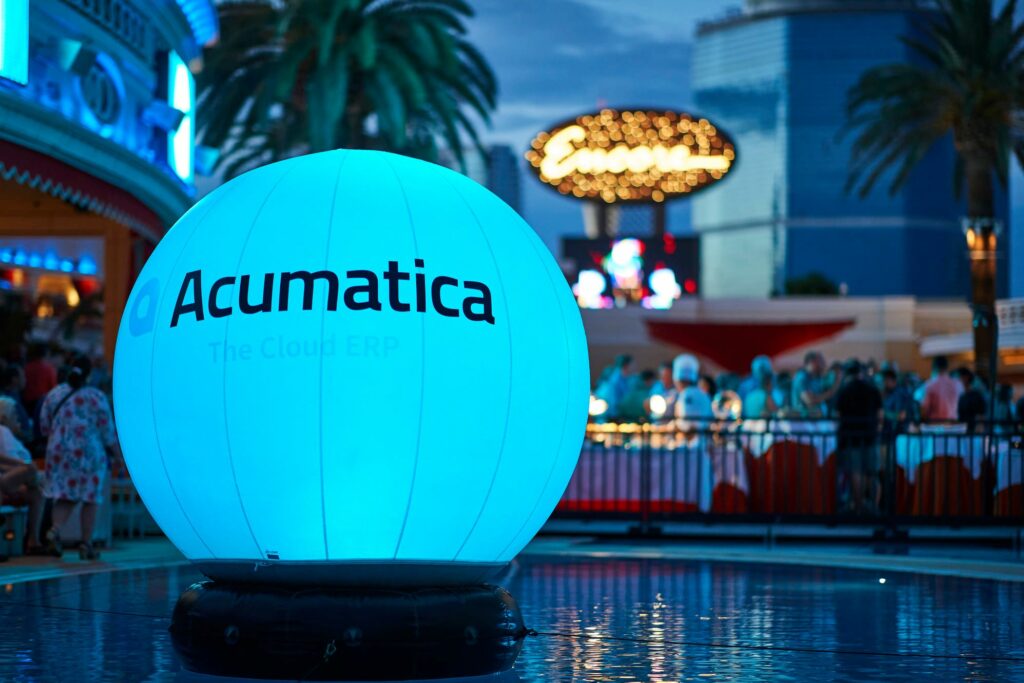 Acumatica logo on illuminated, inflatable ball.