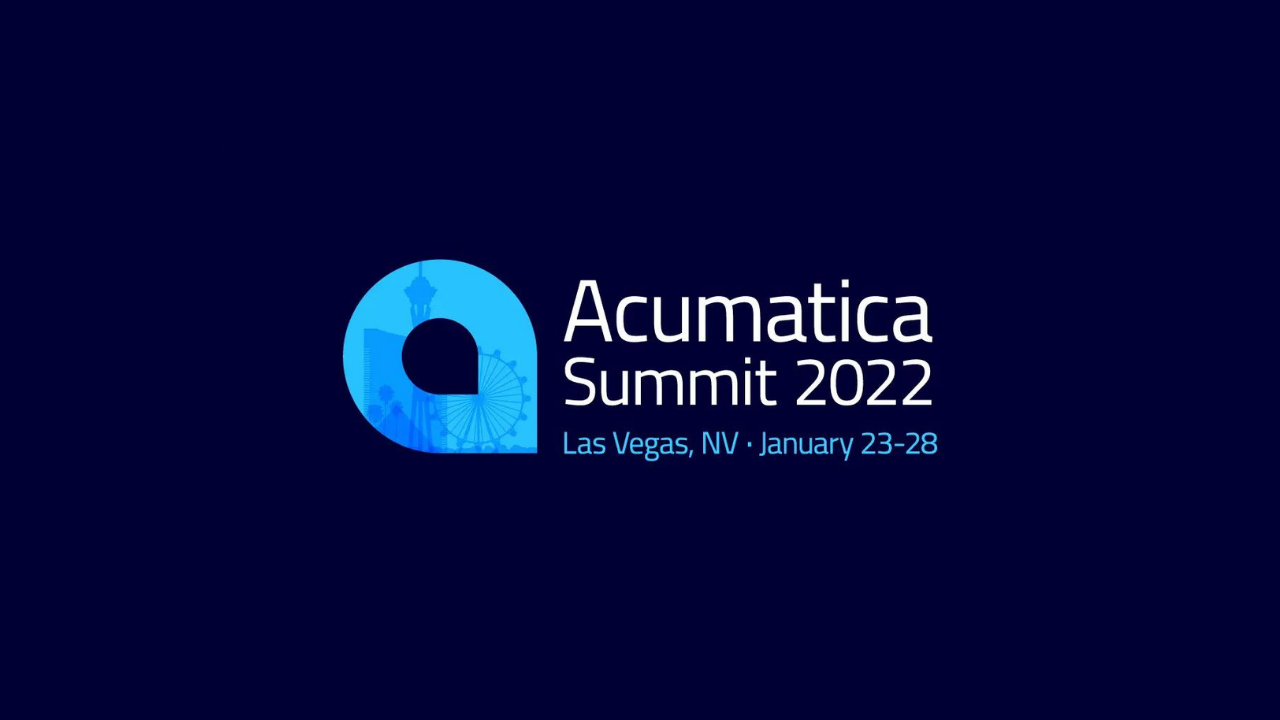 Banner advertising Acumatica Summit 2022 in Las Vegas, NV on January 23-28.