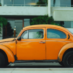 Vintage orange car.