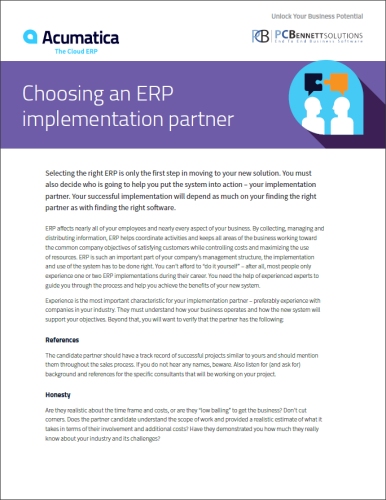 Choosing an ERP Implementation Partner White Paper.