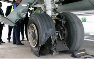 Airplane with a flat tire