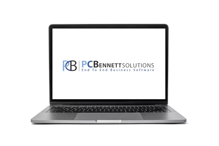 PC Bennett Solutions logo displayed on laptop screen.