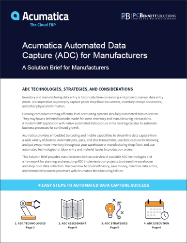 Acumatica Automated Data Capture (ADC) for Manufacturers Solution Brief