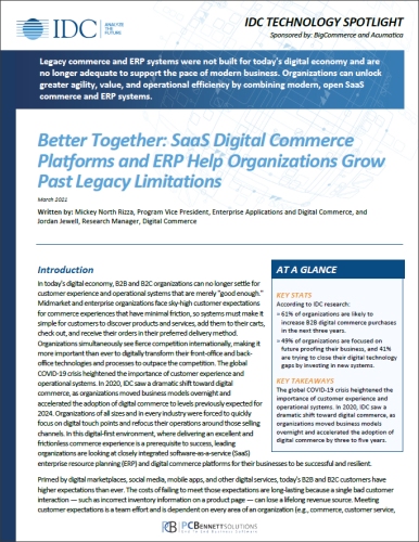 Better Together: Saas Digital Commerce Platforms and ERP Help Organizations Grow Past Legacy Limitations