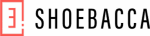 Shoebacca logo featuring a red outlined square with a white exclamation mark and backward letter “E” on the left, and the word “SHOEBACCA” in bold black uppercase letters on the right.